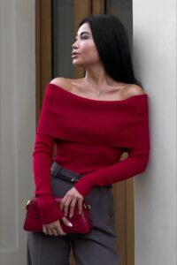 Sexy Tight Solid Off-the-Shoulder Long Sleeve Tee