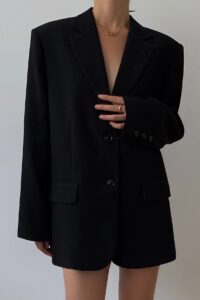 Black Slouchy Retro Style Blazer