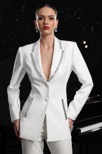Slim Fit Rhinestone Lapel Blazer