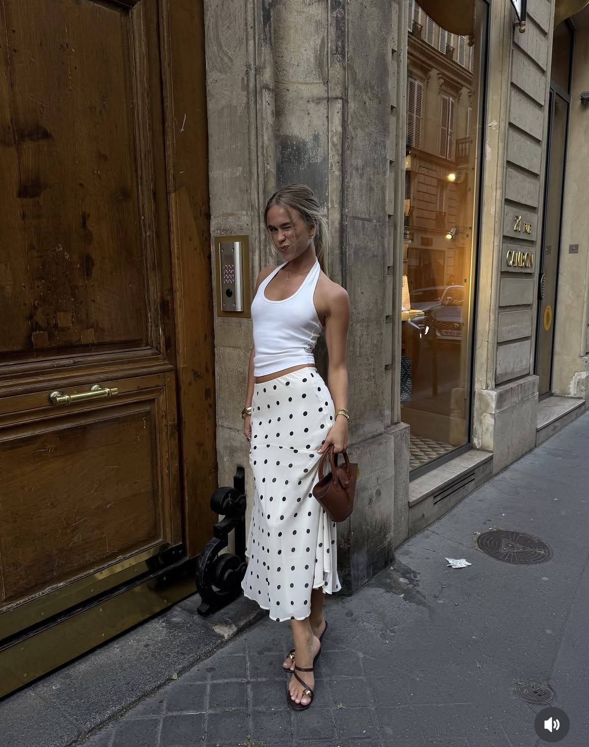 Women’s white top styled for the city