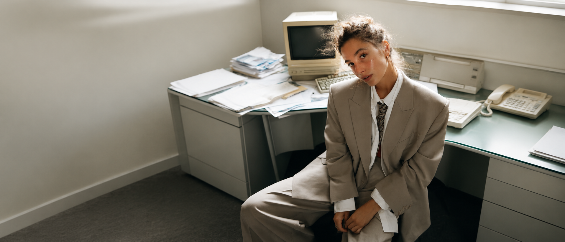 Woman wearing a relaxed tailored blazer